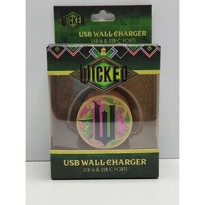Wicked USB Wall Charger Gold Logo USB-A & USB-C Ports Folding Plug